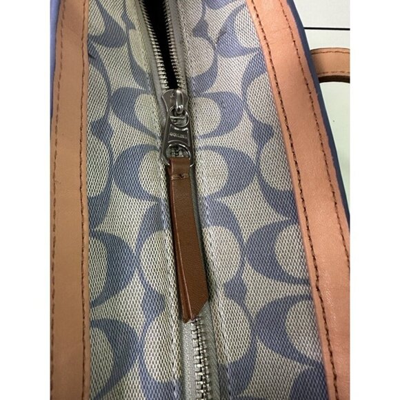 Coach Legacy Weekend Signature Jacquard Shopper Tote 23107 Blue Brown Leather - Picture 10 of 12